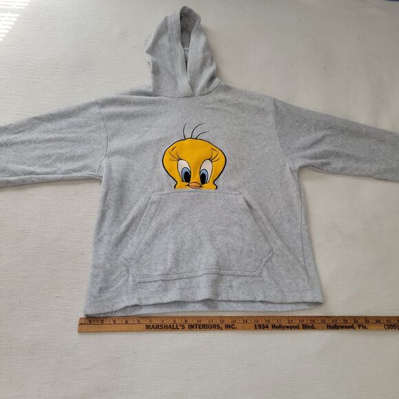 Vtg Looney Tunes Sweatshirt Sz M Womens Tweety Bird Hoodie 90s Retro Y2K Cartoon - Picture 6 of 16